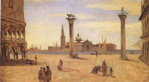 Jean Baptiste Camille  Corot Venice,the Piazzetta,August-September (mk05) Norge oil painting art